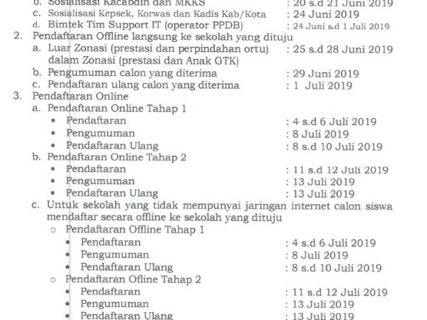 Jadwal PPDB Online 2019/2020