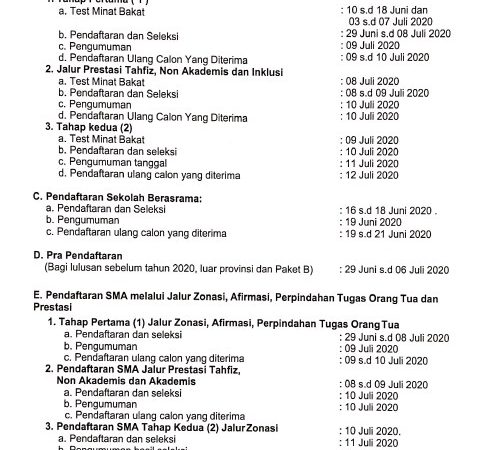 JADWAL PPDB SMA (Revisi 5) DINAS PENDIDIKAN SUMATERA BARAT TAHUN 2020