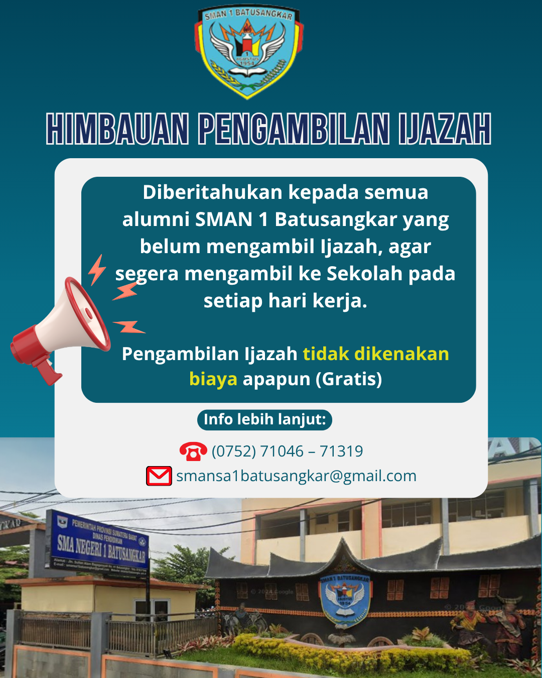 Himbauan Pengambilan Ijazah di SMAN 1 Batusangkar