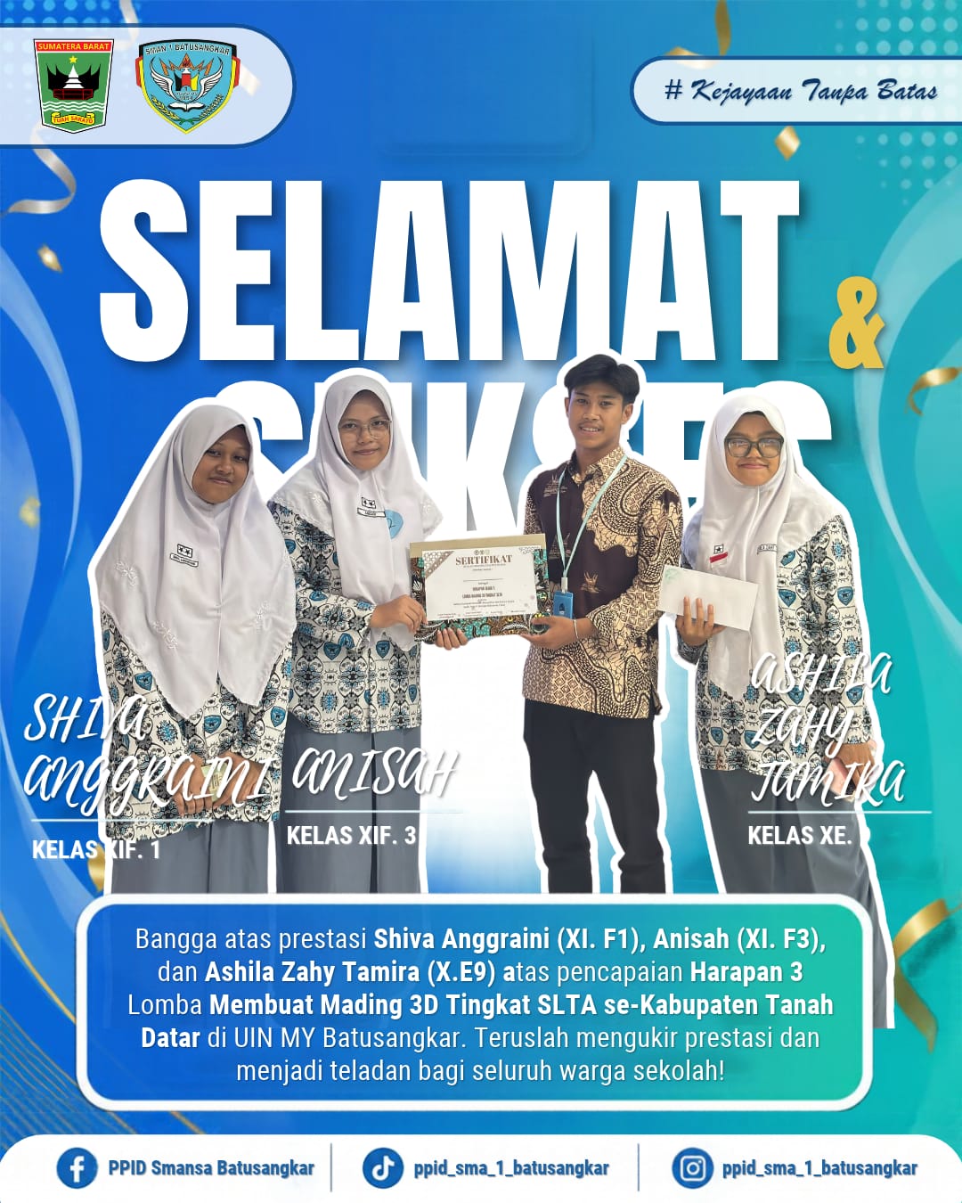 HARAPAN 3 LOMBA MADING 3D TINGKAT SLTA SE-KABUPATEN TANAH DATAR! 🏆🎨✨